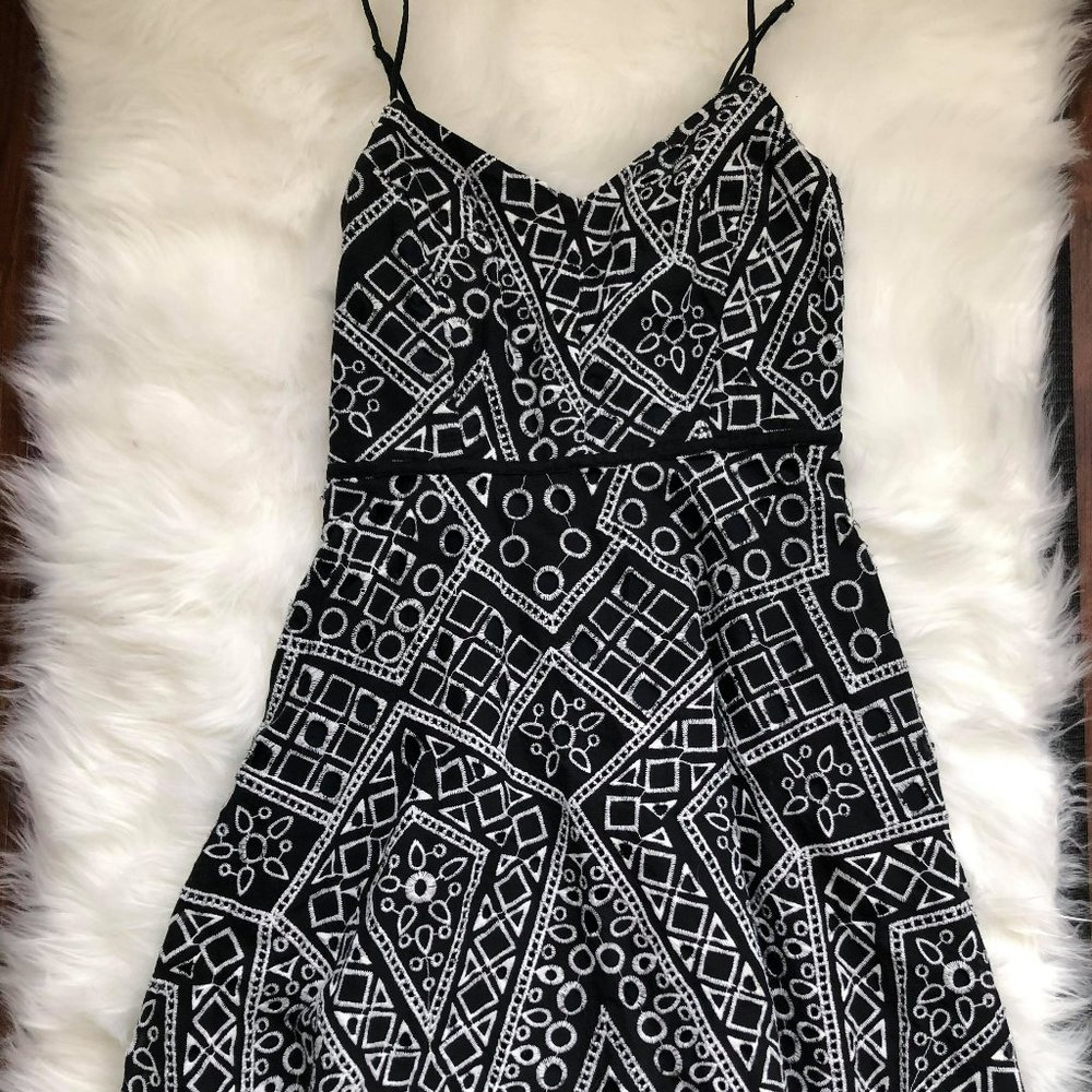 Banana Republic Geo Lace Strappy Dress, Black/Whit